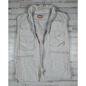 VTG Banana Republic Safari Utility Vest Hooded Tan Multi Pocket 80s/90s Men Sz S